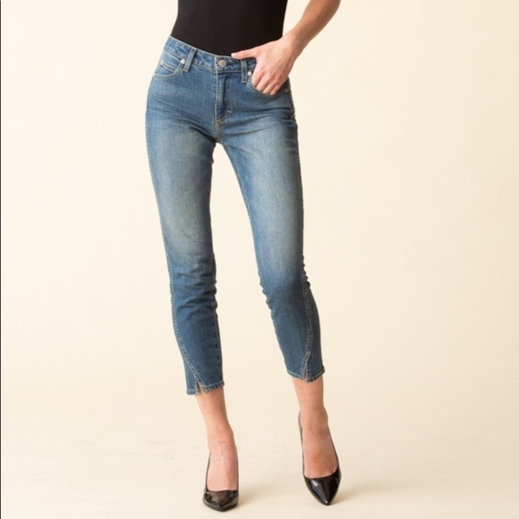 NWT Anthropologie Amo Mid Rise Twist Ankle Dark Wash Skinny Jeans - Picture 4 of 9